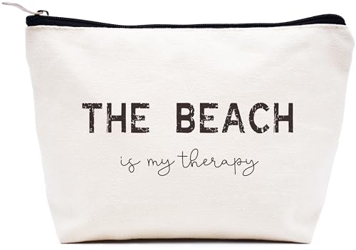 LIBIHUA Beach Life Gift Seaside Lovers Travel Lovers Gifts Makeup Bag Cosmetic Bag Travel Pouch The Beach Is My Therapy