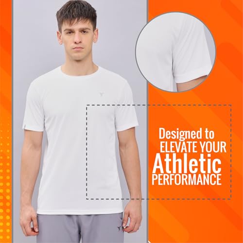 Image of TECHNOSPORT Men's Slim Fit Polyester Activewear Sports T-Shirt with Moisture-Wicking Comfort for Workout, Running & Gym