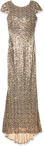 Badgley Mischka Women's Cowl Back Sequin Classic Gown, 12 - Gold #TOP2