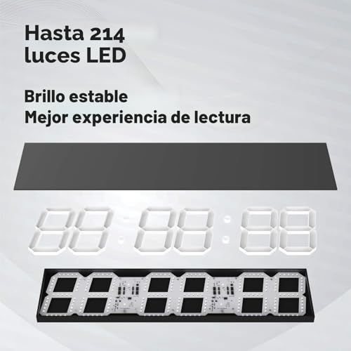 Miniatura 5 de Chkosda Reloj Digital Led De Gran Tamaño Con Atenuador Automático, Gran Temporizador De Cuenta Regresiva Con Control Remoto, 27.5 Pulgadas De Ancho, 6 Dígitos, Fecha Y Temperatura Rojo