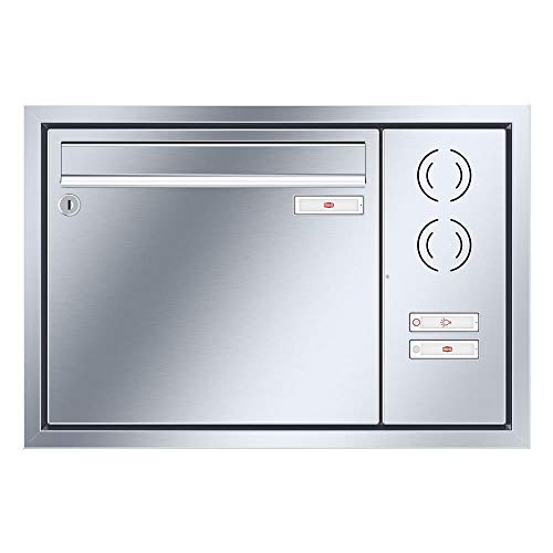 RENZ/Eckrahmen/Unterputz-Briefkastenanlage Einbau-Briefkasten / V4A-Edelstahl/Volumen 17 L/Sprechsieb rechts/Dein-Briefkasten.de