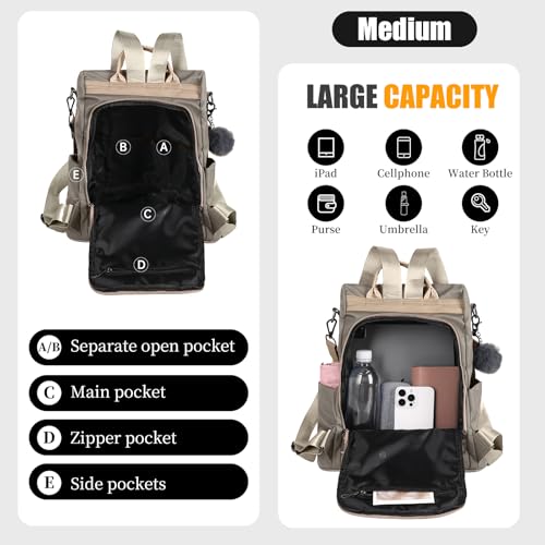 Image of PINCNEL Women Backpack Purse Waterproof Nylon Anti-theft Rucksack Lightweight Shoulder Bag