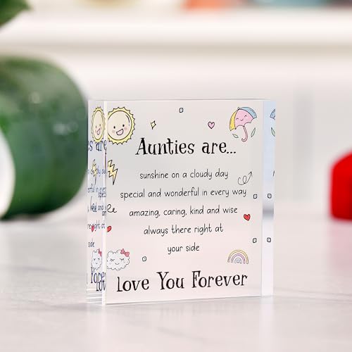 VELENTI - Cute Auntie Birthday Gifts - Elegant Decorative Acrylic Gift for Auntie - Engraved Keepsake