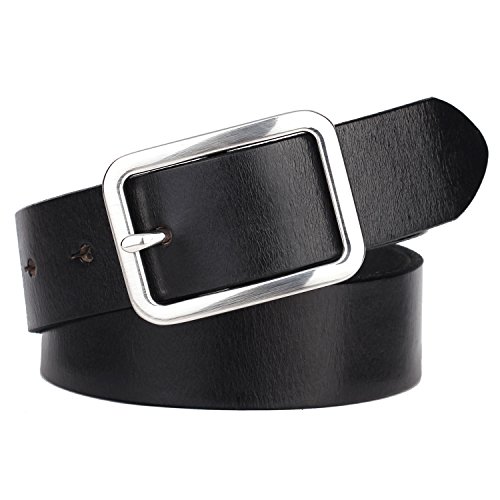 NPET WB020 Women Genuine Leather Belt for Ladies, Cowhide Leather Wide Waist Belt with Alloy Buckle for Jeans