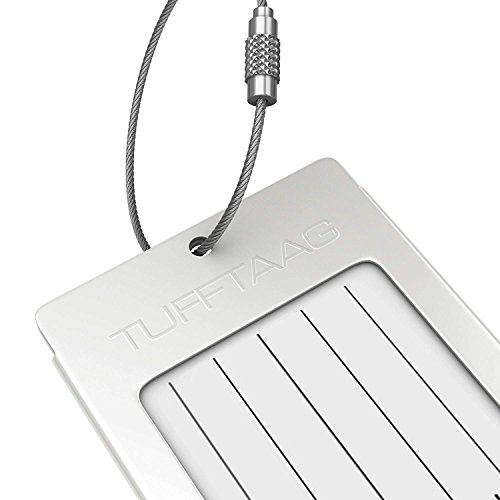 Luggage Tag Business Card Holder TUFFTAAG Single Travel ID Bag Tag - Silver