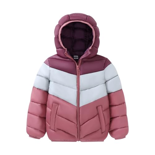 HILEELANG Kids Boy Girl Winter Hodded Puffer Color Block Jackets Coats Light Weight Padded Outerwear