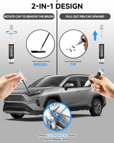 Image of 1F7 Classic Silver Metallic Touch Up Paint Compatible with Toyota Exact Match 2 in 1 Touch up Paint for Chips and Nicks Repair