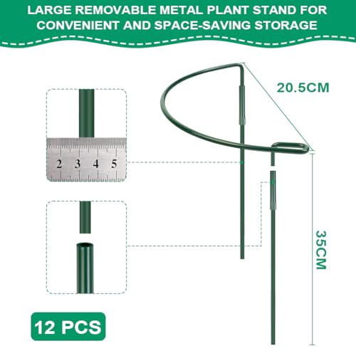 OFFCUP Plant Support Stakes, 12pcs 20 * 35CM Metal Garden Supports, Half Round Plant Support Ring Cage for Vegetable Tomato - Image 2