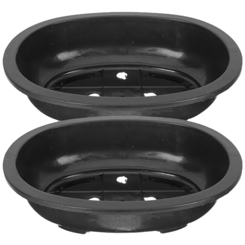 Toddmomy 2Pcs Large Bonsai Training Pot Oval Gardening Planter Pot with Drainage Hole Practical Flower Pot for Garden Flowerpot