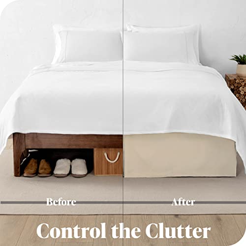 Bare Home Pleated Queen Bed Skirt - 15-Inch Tailored Drop Easy Fit - Bed Skirt For Queen Beds - Center & Corner Pleats (Queen, Sand) #TOP3