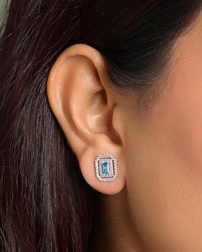 Image of CLARA 925 Sterling Silver Stud Earrings | Platinum Plated | Daily Wear |Gift for Women and Girls