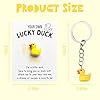 Ethlomoer Cute Duck Keyring - Little Yellow Duck Keychain with Encouragement Card, Pocket Hug & Good Luck Card - Mini Keyring for Women & Kids, Pendant Accessories #1