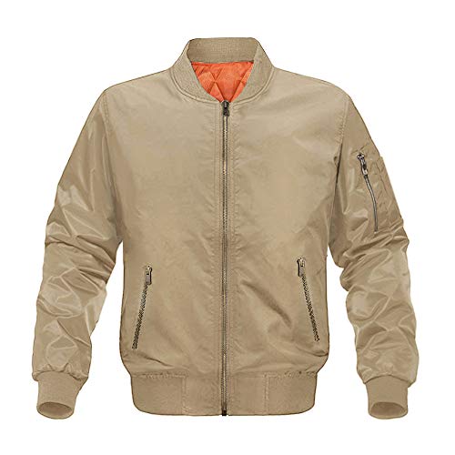 KEFITEVD Hommes Bomber Baseball Vestes Hiver Rétro Militaire Veste Chaud Cargo Manteaux avec 4 Poches,Kaki,XL - Image 3
