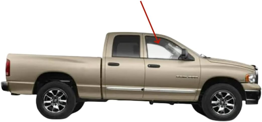 Tempered Passenger Right Side Front Door Window Door Glass Compatible with Dodge Ram 4 Door Pickup 1500 2002-2008 Models/2500 3500 4500 5500 2003-2009 Models