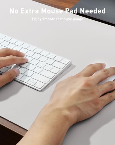 Image of Aothia Faux Leather Desk Mat - Large Mouse Pad, Non-Slip PU Leather Blotter, Waterproof Writing Surface for Office and Home (Pale Lavender White, 42 inch x 17 inch)