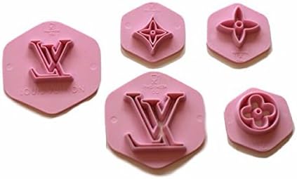 UniqueCookieCutters - 5 PCS SET - Impression Cutters Embossing Cake Decorating Tool Brand Logo Fashion Fondant Embossers + FREE GIFT INCLUDED!!! 1 FREE LACE MOLD!!!