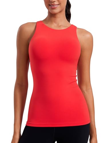 Image of CRZ YOGA Butterluxe High Crew Neck Tank Top | Light Support, Built in Bra, Removable Pads, Yoga, Extremely Soft, Racerback, for Women
