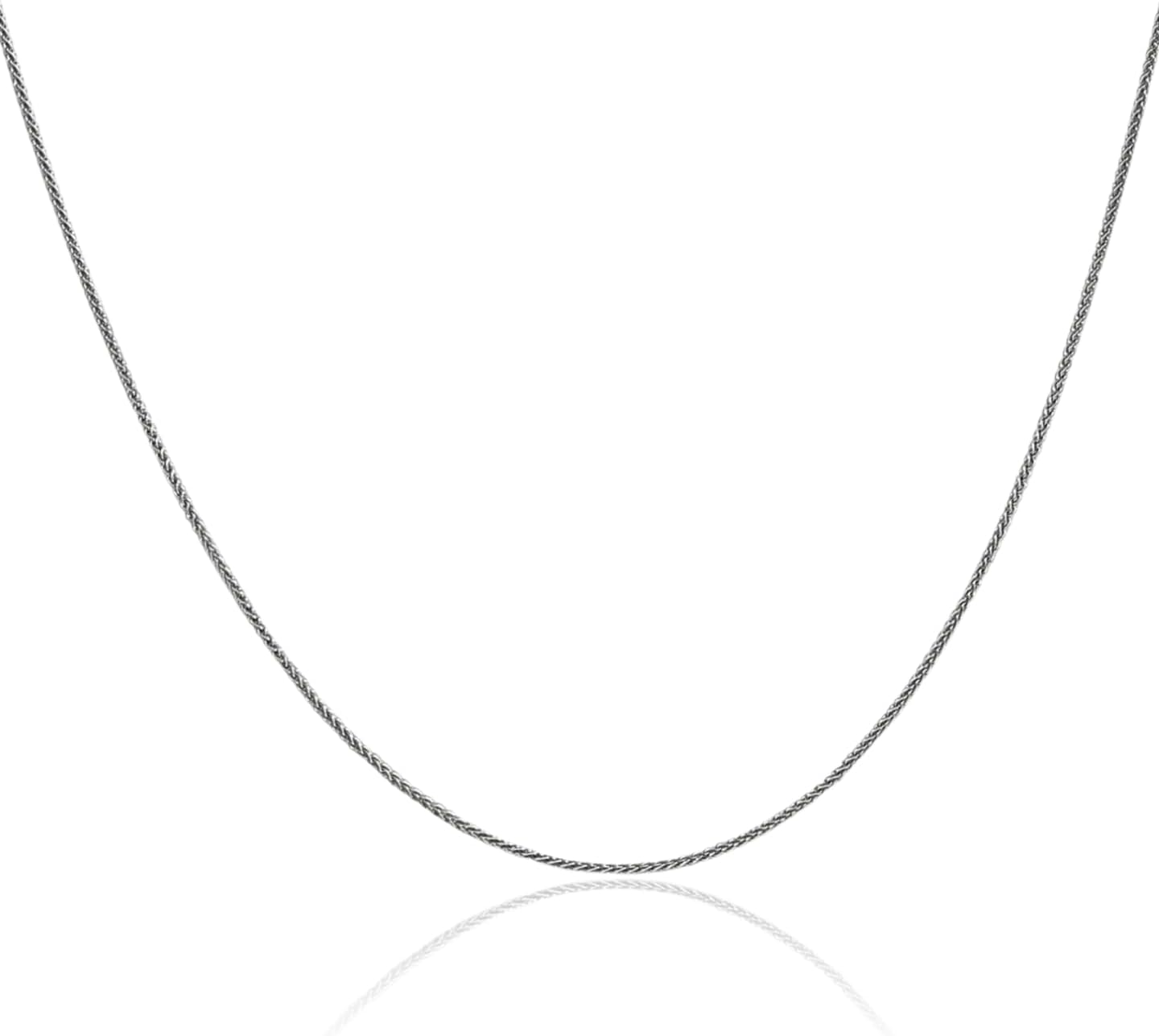 IceCarats 10K Solid White Gold 0.85mm Dainty Spiga Wheat Chain Necklace Polished