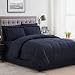 Sweet Home Collection 8 Piece Bed In A Bag with Dobby Stripe Comforter, Sheet Set, Bed Skirt, and Sham Set - Queen - Navy