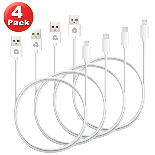 ESK (TM) 4 Pack Certified 8 Pin Lightning to USB Cable (3 Feet / I Meter)