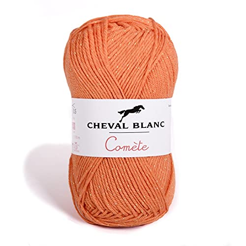 Laines Cheval Blanc - COMETE fil à tricoter 48% acrylique 47% coton 5% polyester 50g - Idéale pour des vêtements d'été légers et le tricot bébé