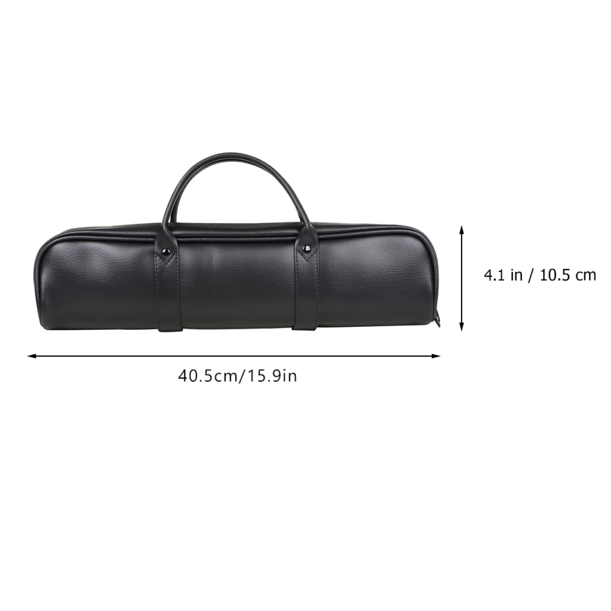 Hemoton 16 Hole Flute Storage Bag Black Leather Flute Carrying Pouch Fashionable