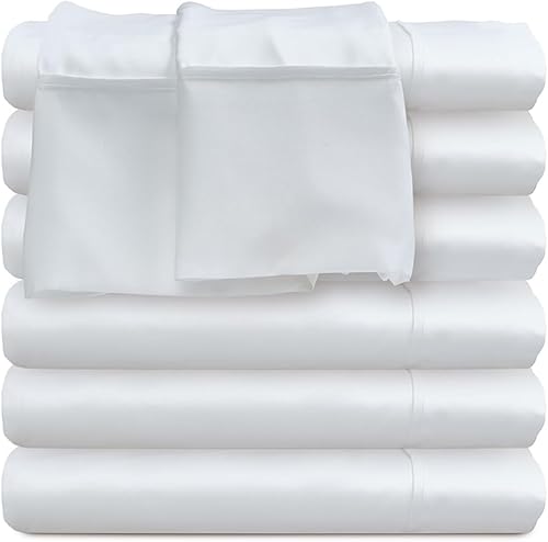 Sábanas planas individuales solamente, paquete de 6 sábanas blancas a granel para mesa de masaje, cama de hospital, hogar, artículos esenciales de