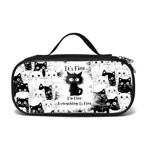 Image of Kawaii Cat Pencil Case for Girls Boys, Animals Pencil Box for Kids Cat Pen Makeup Bag, Large Capacity Cats Pencil Pouch with Zipper Compartments for Office School