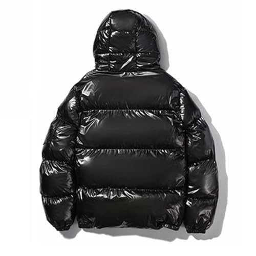 Glossy Puffer Jacket Men Hooded Down Jacket Zip up Quilted Jacket Warm Padded Jacket Insulated Winter Coat with Pockets3