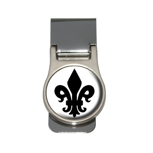 Fleur de Lis - Black on White Money Clip