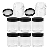 HIAKDOFT 8 piezas Botes Plásticos Transparentes con Tapa Negra Hermética de Tarros Reutilizables para Almacenar Alimentos Secos Azúcar Frutos Secos y Envases Seguros y Resistentes para