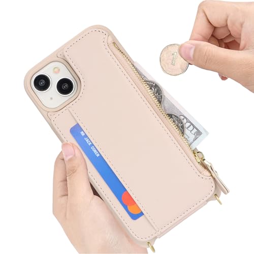Coque portefeuille pour iPhone 13 avec sangle et pochette zippée - 5