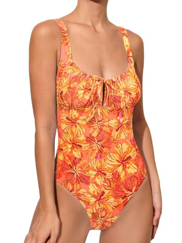 Image of BERLOOK Womens One Piece Swimsuits Floral Push Up Bathing Suit Sexy Tie Slimming Swimsuits for Women Swimwear