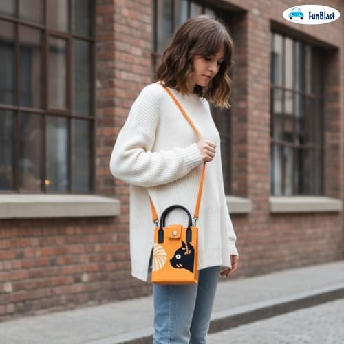 Image of FunBlast Crossbody Mobile Sling Bag for Women - Stylish Phone Pouch with Strap & Silicone Handle, Keychain, Coin, Cosmetics Purse, Cute Utility Bag for Girls & Women