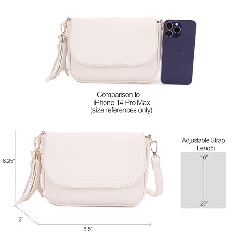 Image of EVVE Small Crossbody Bags for Women Trendy Flap Saddle Purses with Tassel Vegan leather Shoulder bag