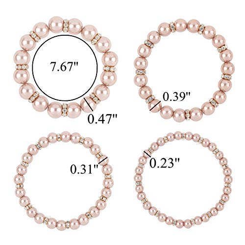 Coiris 4pcs /Set Imitation Pearl Bracelets Crystal Women Multi Layer (BR1113)3