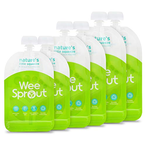 Image of WeeSprout Double Zipper Reusable Food Pouches (Green, Variety)