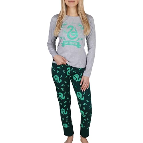 Harry Potter Slytherin Pijama de dos piezas de manga larga para niña, verde, algodón 11-12 años