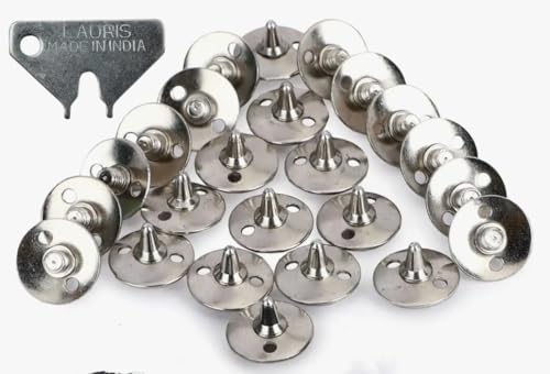 Image of Lauris Cricket Shoe Spare Spikes for Men Boys Full Metal Replaceable Nails pins | Pack of 22 Pieces with Tighter Key Remover Spanner compatiable for Indian Shoes Thread Size 6 mm Metallic