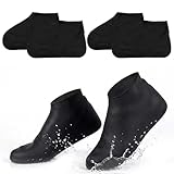 SHENGYULONG 4 Paar Schuhüberzieher Wasserdicht Überzieher Mehrweg Silikon Überziehschuhe Überschuhe Shoe Cover Regenüberschuhe Für Regen Schneetag Wüstenstrand Schwarz