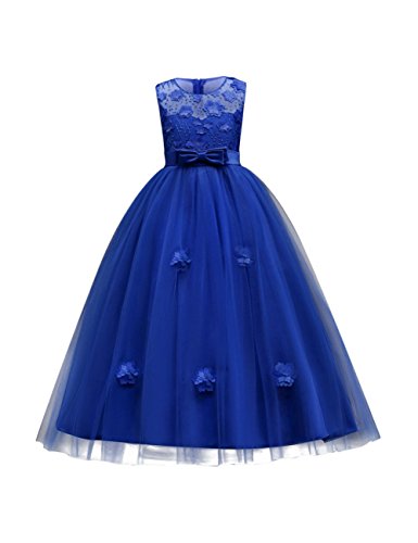 DOCHEER aibeiboutique Flower Girl Dresses Pageant Princess Bridesmaid Dress for Wedding First Communion (11-12 Years, Royal Blue)