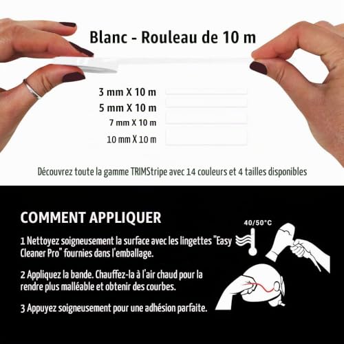 4R Quattroerre.it 10466 Trim Stripes Bandes Adhésives pour Voitures, Blanc, 5 mm x 10 MT – vue 3