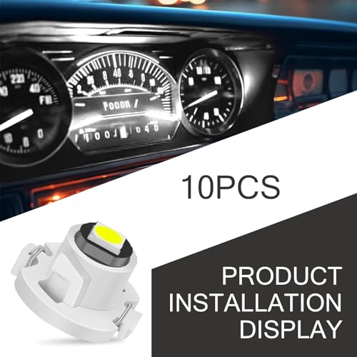 10 luces LED T4.2 para tablero automotriz, 12V, blancas miniatura 6