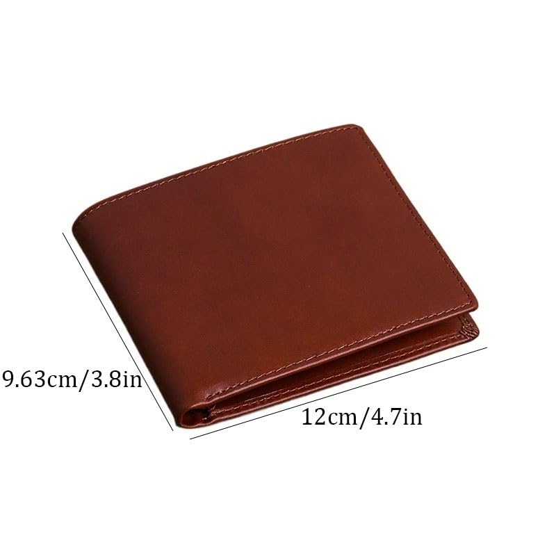 Men's Short Wallet Multiple Card Slots Vintage Top Layer Cowhide Wallets(white-Patch five-pointed star4)4