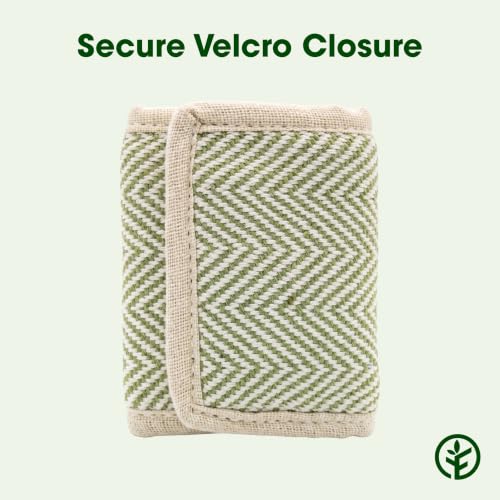 Image of Forest Thread Herringbone Natural Hemp Fabric Bifold Wallet (Light Green)