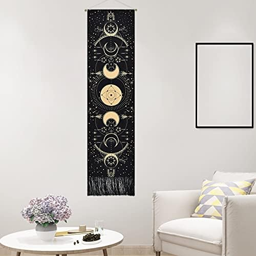 Yrendenge Moon Tapestry Bohemian Trippy Tapestry Wall Hanging Medieval Tarot Decor Tapestry for Bedroom Black 51*13inch130*32cm