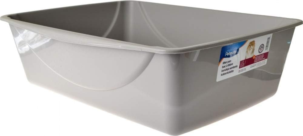 Petmate Open Cat Litter Box, Extra Large Nonstick Pan Durable Standard Litter Box, Mouse Grey Great for Small & Large Cats Easy to Clean, Made in USA