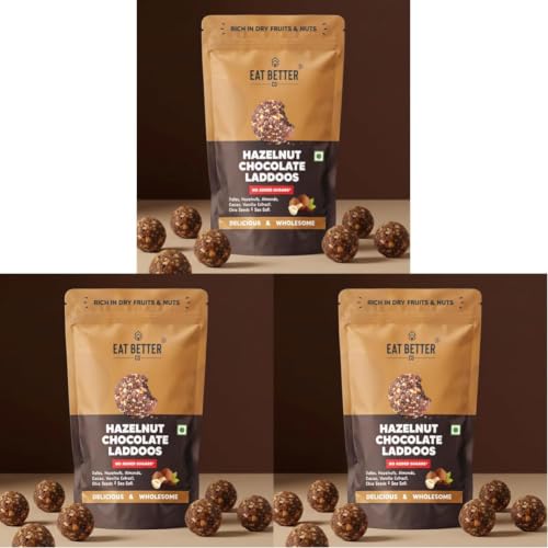 Image of Hazelnut Chocolate Sugar-Free Laddoos | High Protein & Instant Energy | 95% Dry-Fruits - Healthy Chocolate - No Added Sugar | Healthy Snacks | Energy-Bar Replacement (Pack of 60-200gm)