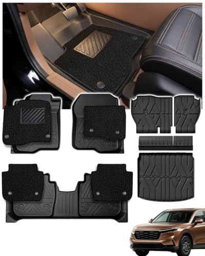 Floor Mats Cargo Mat for Honda CRV 2023 2024 2025 2026 Car Mat Accessories(Include Hybrid) 2-in-1 All Weather TPE Floor Liners with Removable Carpet Layer Custom Fit Waterproof Anti-Slip Car Mats