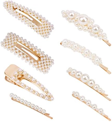 TOBATOBA 8 Pcs Pearls Hair Clips for Women, Artificial Pearl Hari Pins Handmade Hair Barrettes Decorative Hair Accessories for Party Wedding Daily